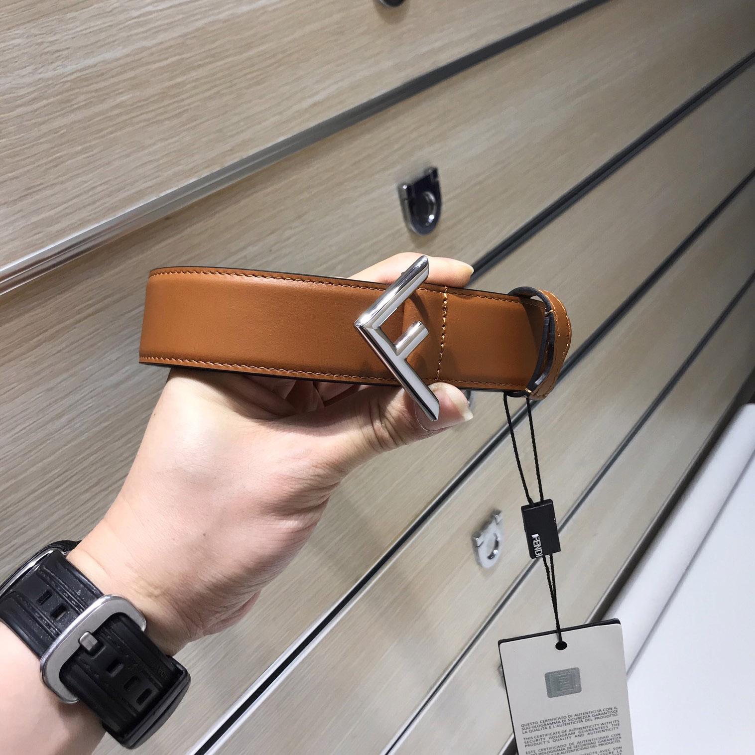 Fendi Brown Leather Belt - FashionPlug