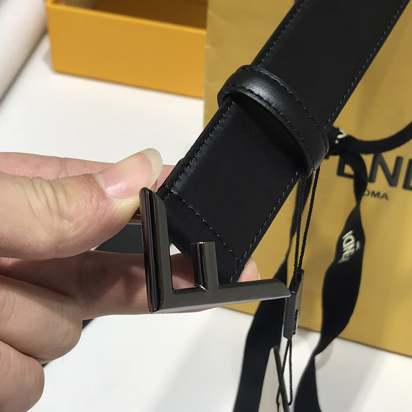 Fendi Black Leather Belt - FashionPlug