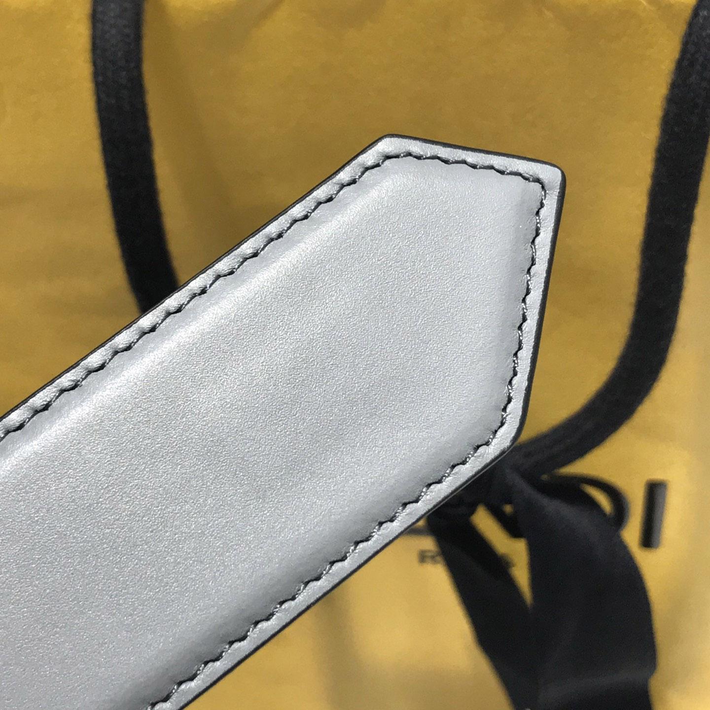 Fendi Pale Gray Leather Belt - FashionPlug