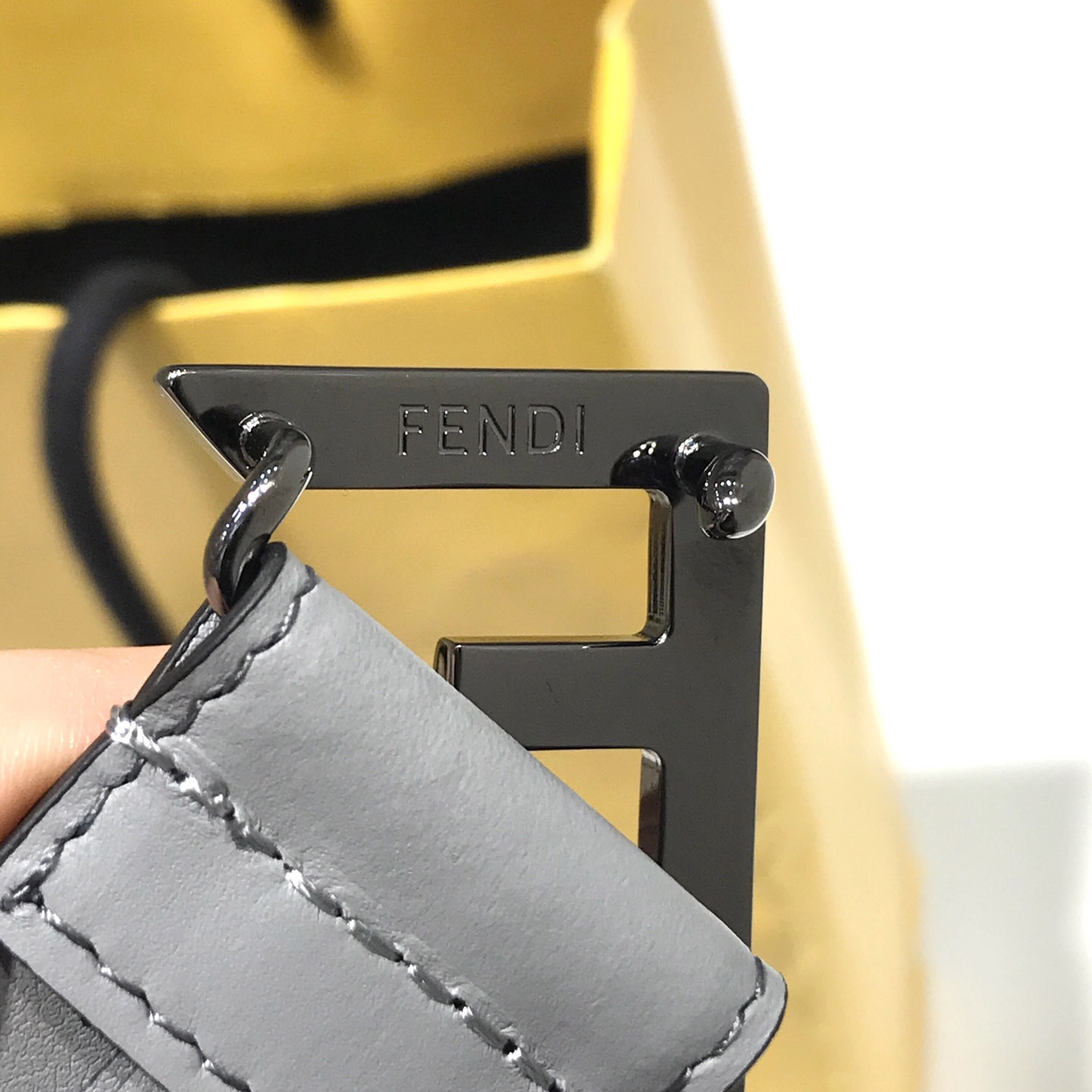 Fendi Pale Gray Leather Belt - FashionPlug