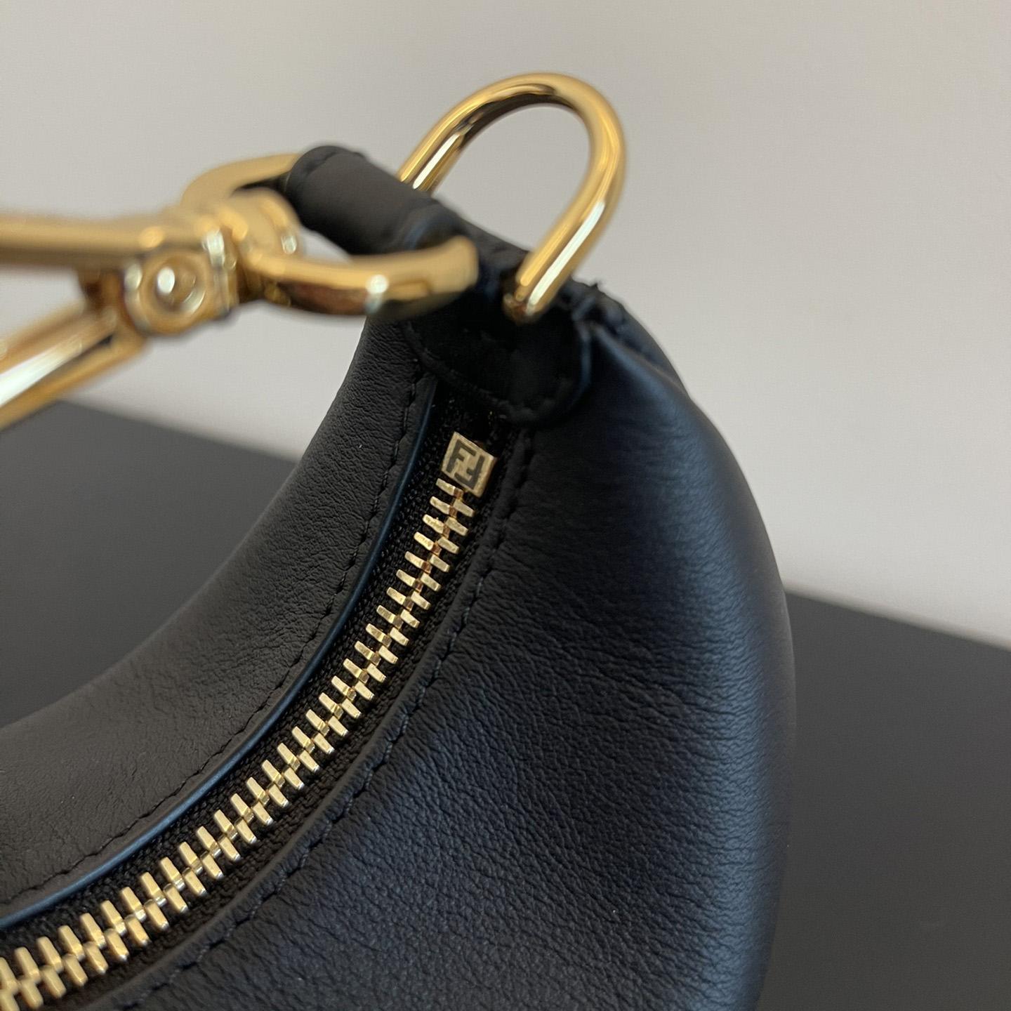 Fendi Nano Fendigraphy Black Leather Charm (16.5-14-5cm) - FashionPlug