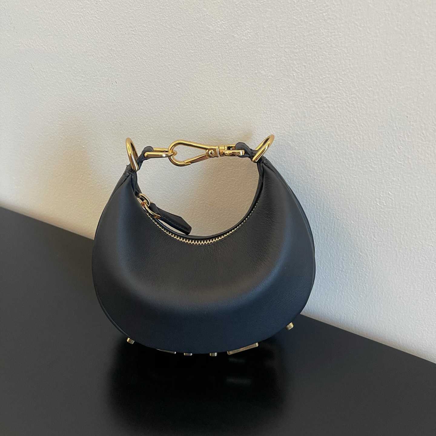 Fendi Nano Fendigraphy Black Leather Charm (16.5-14-5cm) - FashionPlug