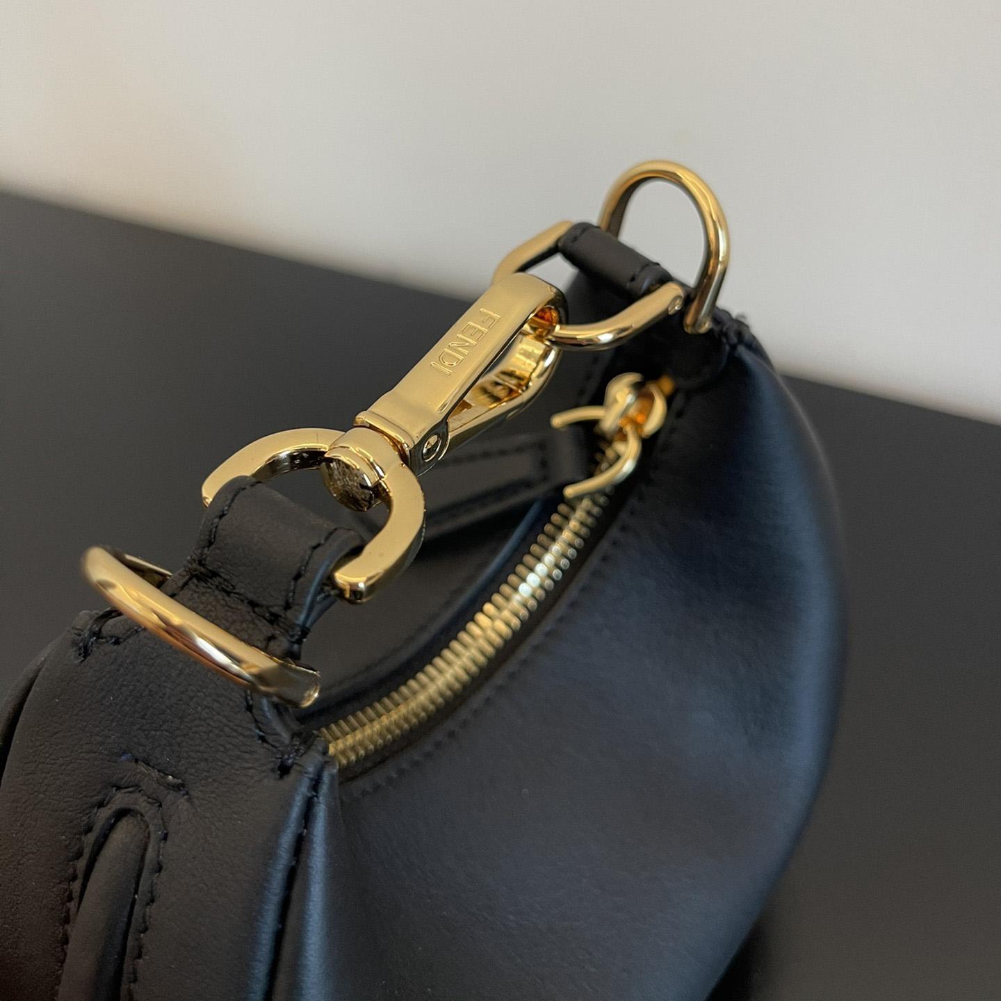 Fendi Nano Fendigraphy Black Leather Charm (16.5-14-5cm) - FashionPlug