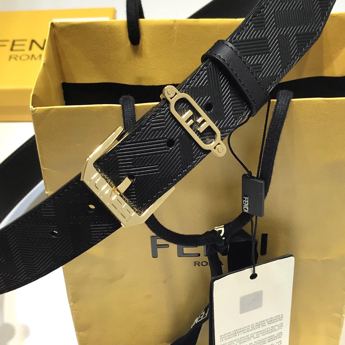 Fendi Edge Black Leather Belt - FashionPlug