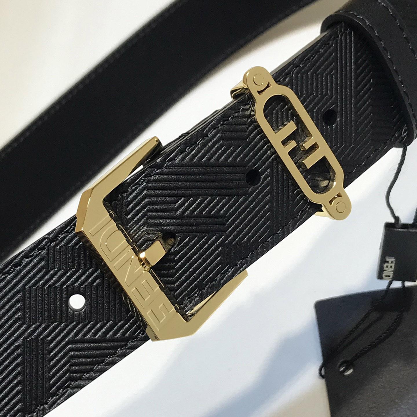 Fendi Edge Black Leather Belt - FashionPlug