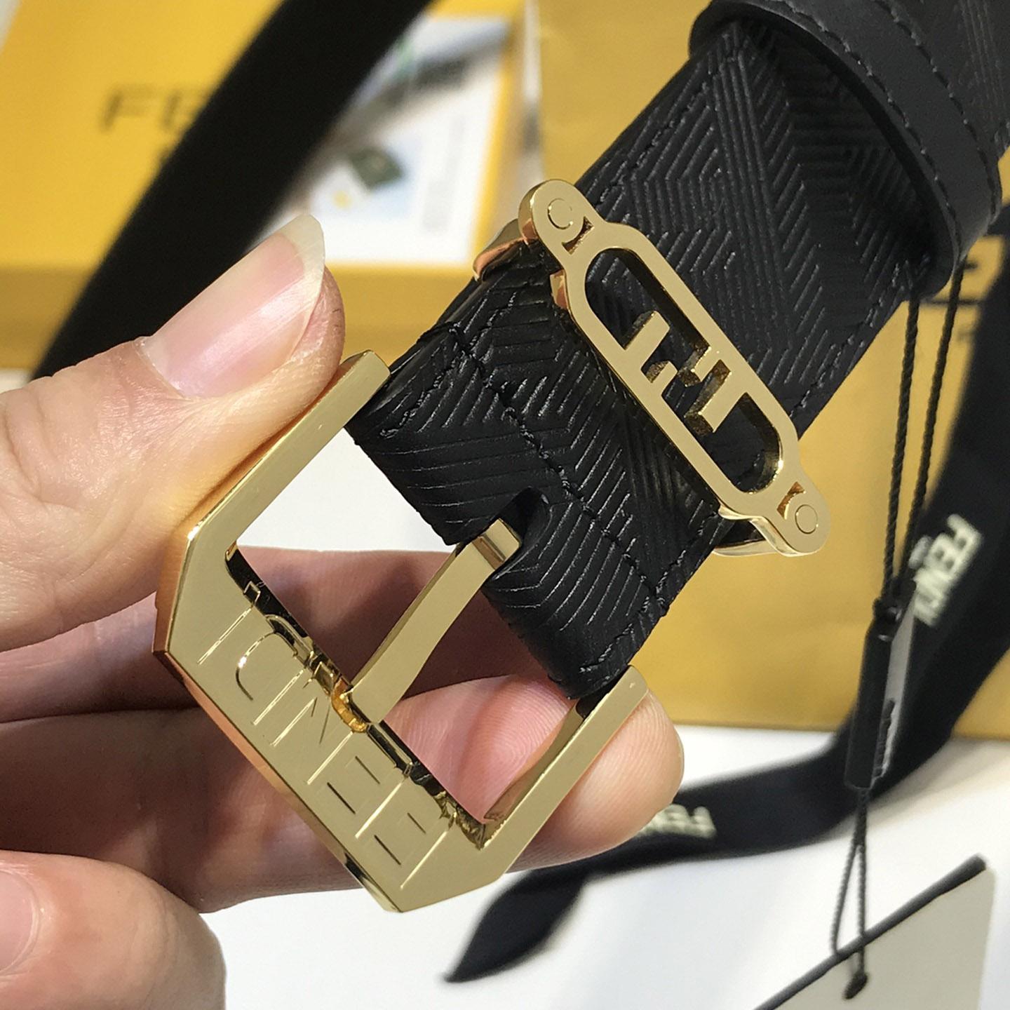 Fendi Edge Black Leather Belt - FashionPlug