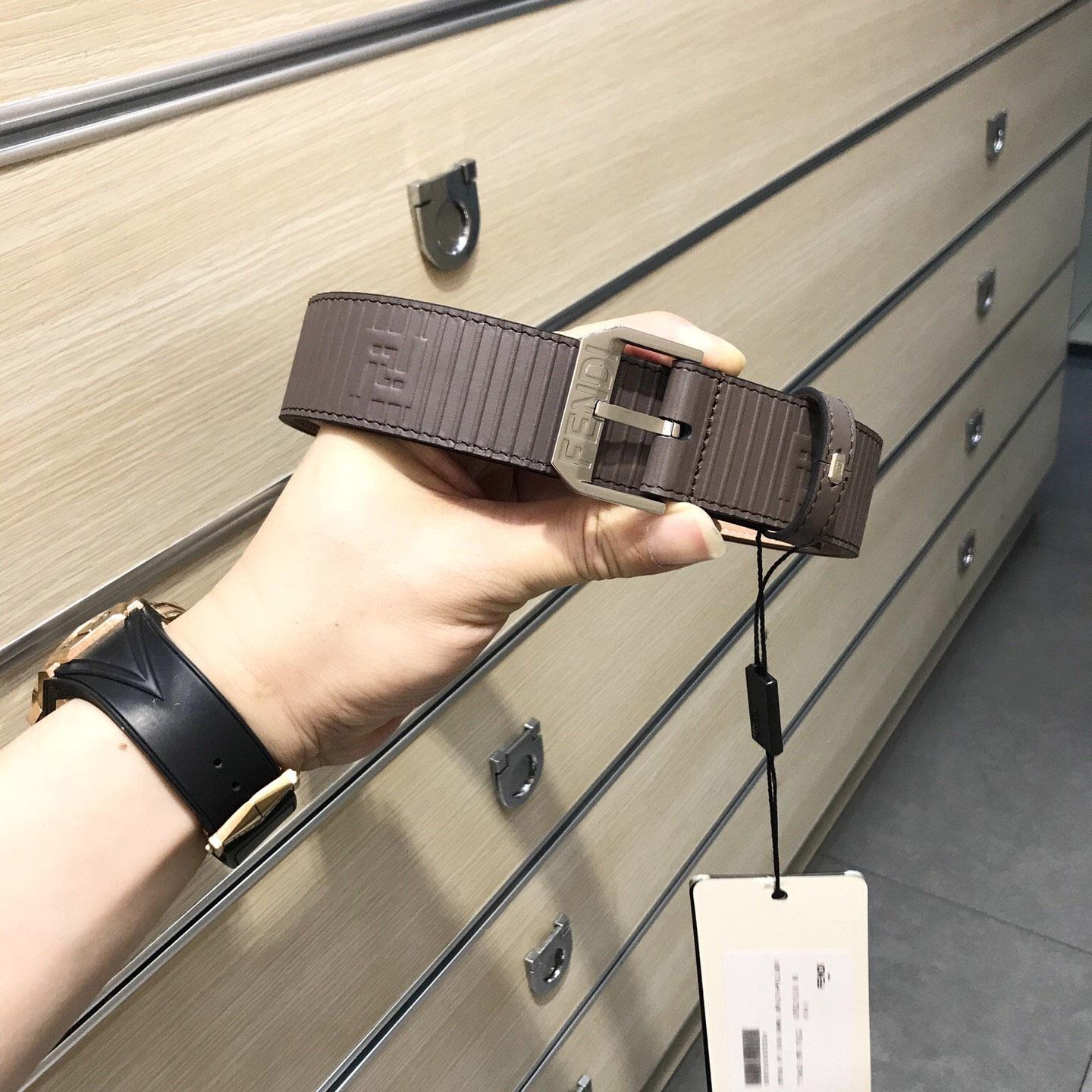 Fendi Brown Leather Belt - FashionPlug