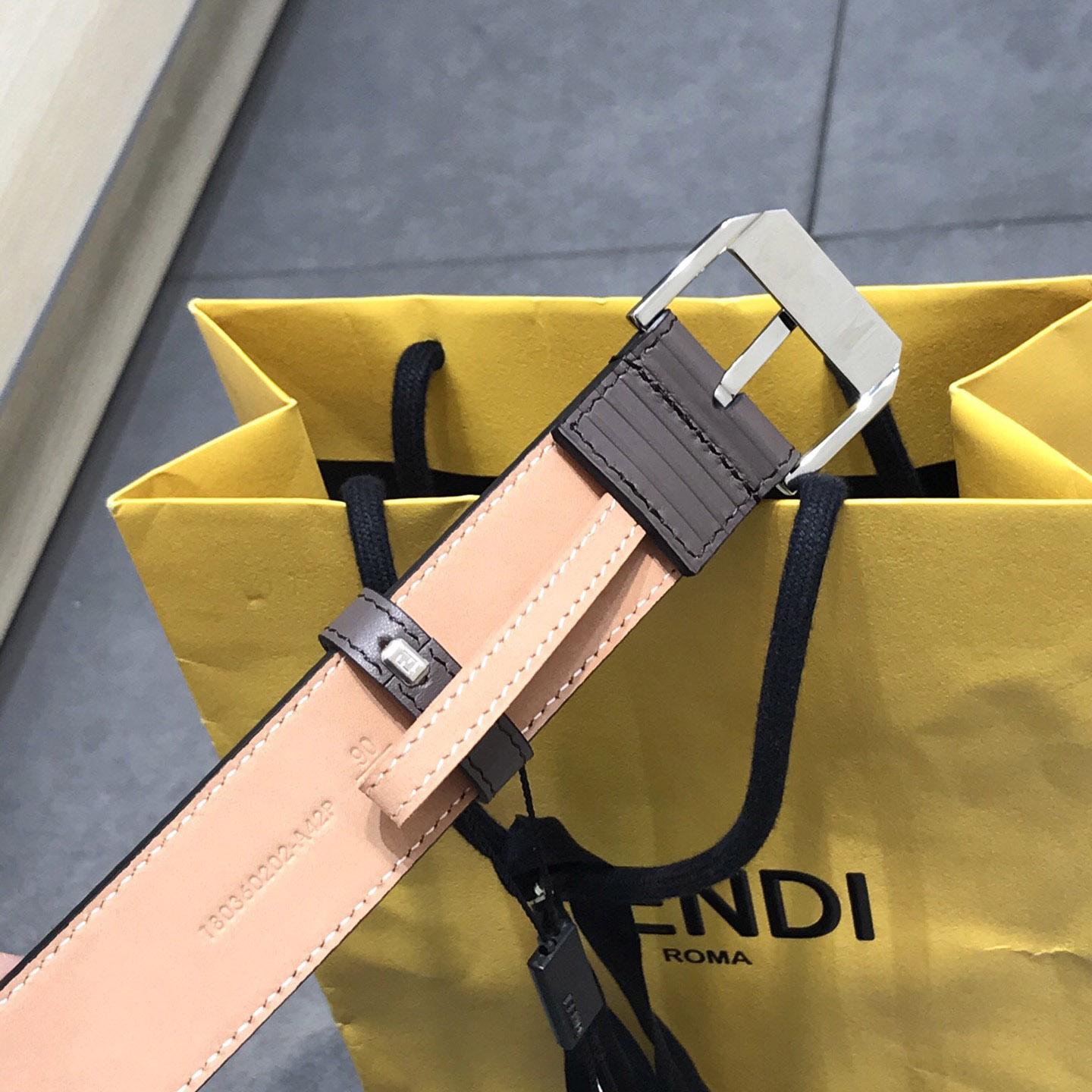 Fendi Brown Leather Belt - FashionPlug