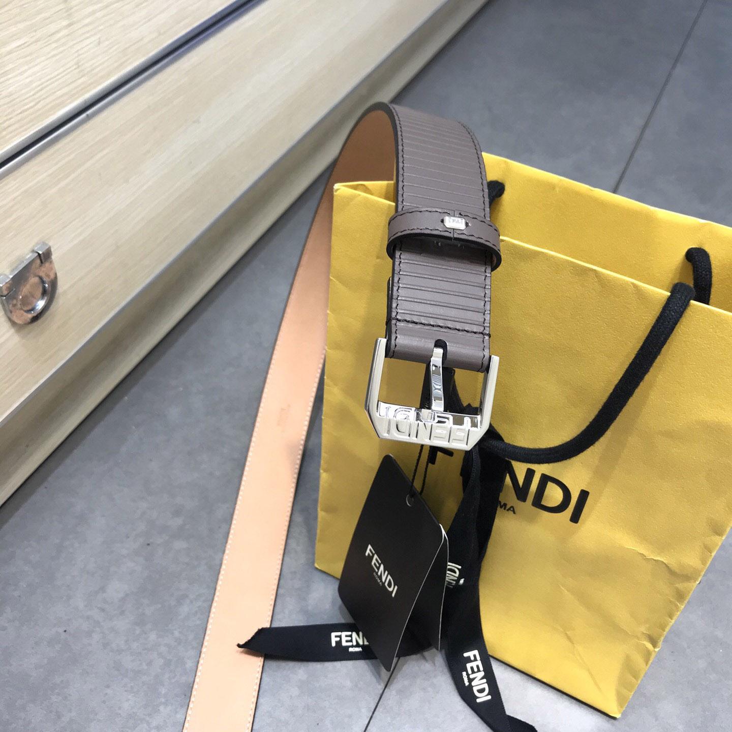 Fendi Brown Leather Belt - FashionPlug