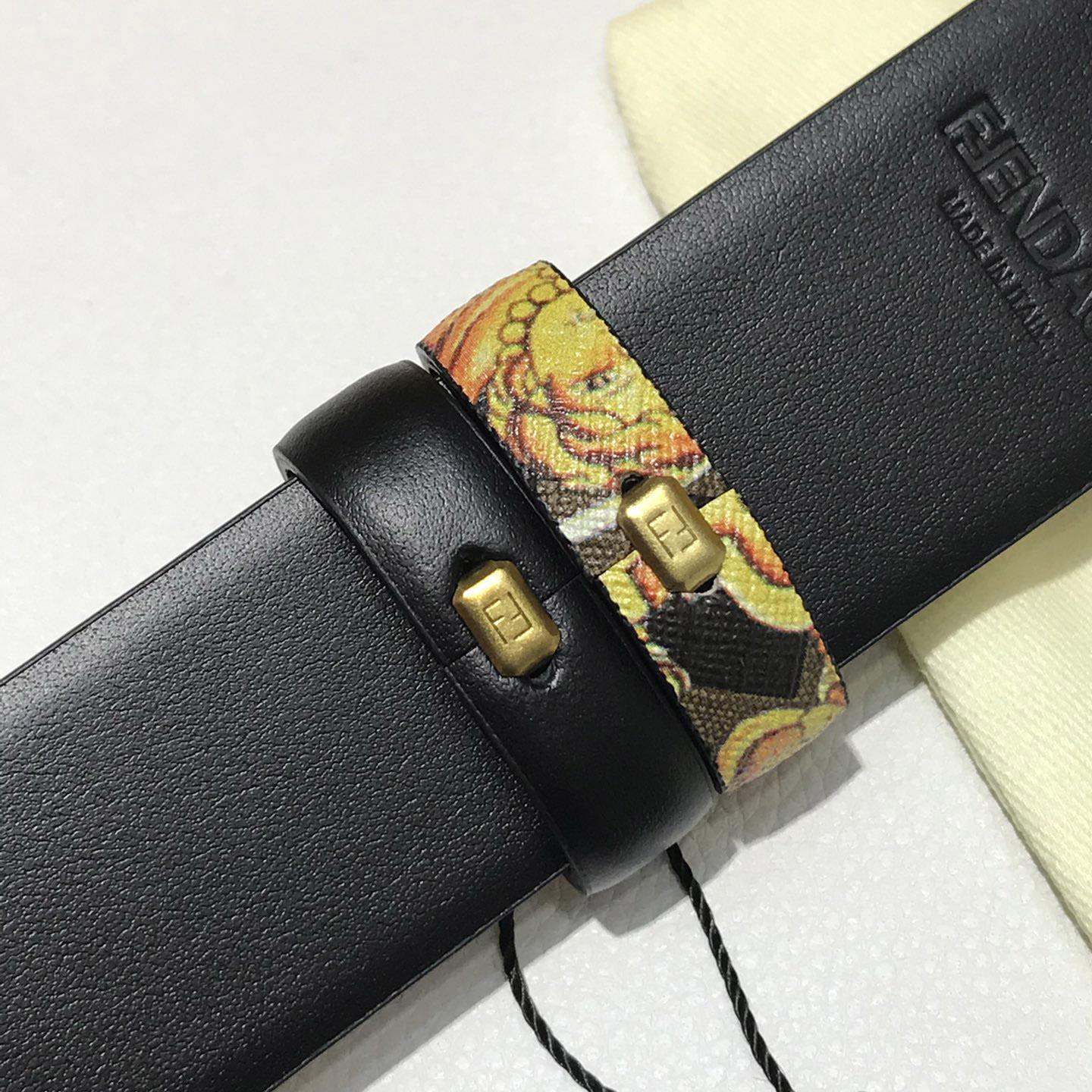 Versace Fendace Gold Baroque Reversible Belt - FashionPlug