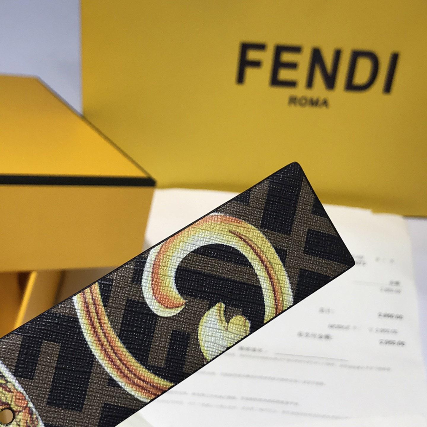 Versace Fendace Gold Baroque Reversible Belt - FashionPlug