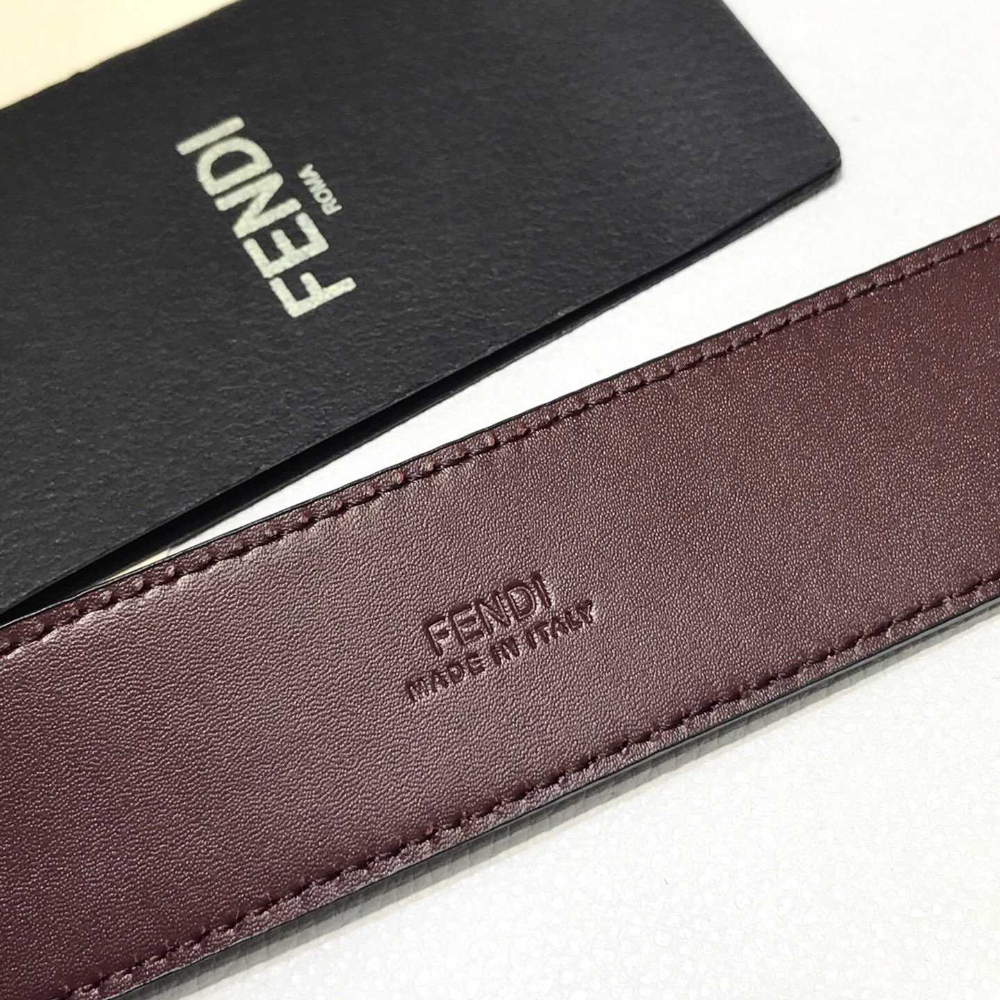 Fendi Edge Burgundy Leather Belt - FashionPlug
