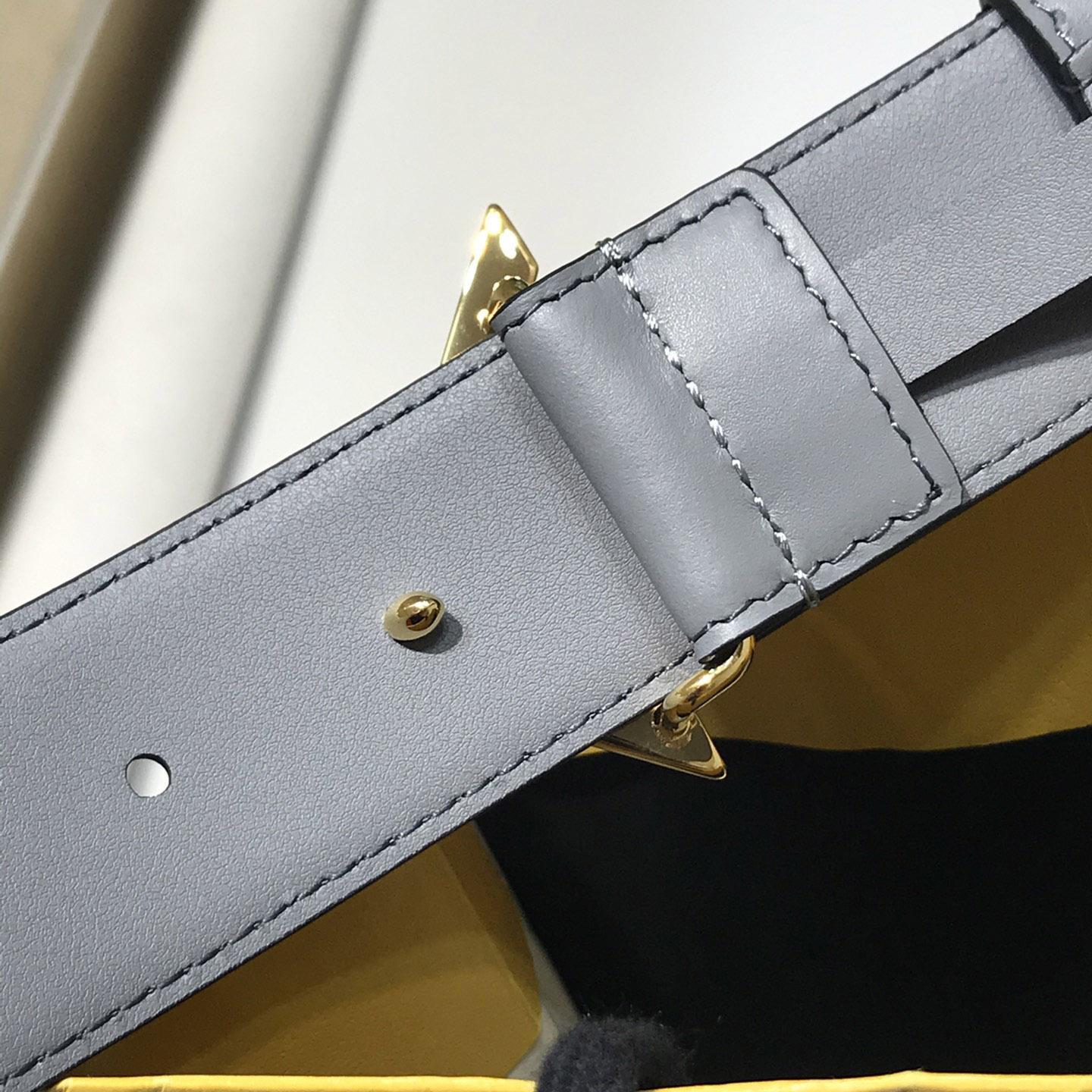 Fendi Pale Gray Leather Belt - FashionPlug