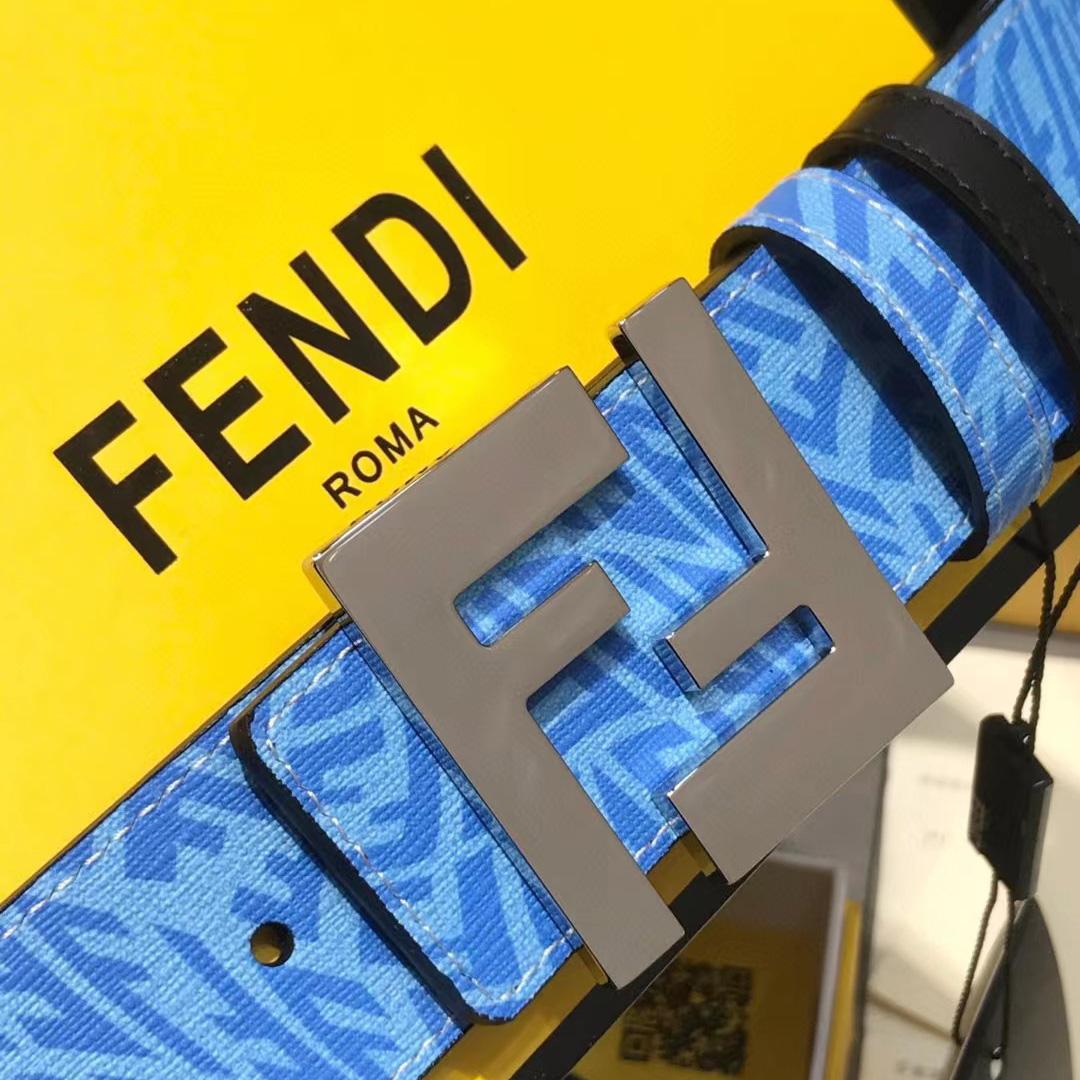 Fendi Blue Leather Belt - FashionPlug