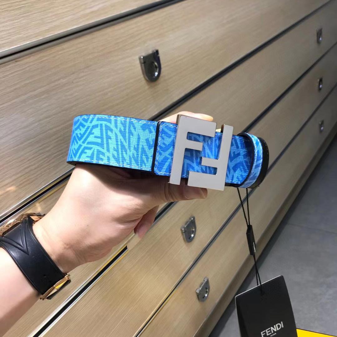 Fendi Blue Leather Belt - FashionPlug