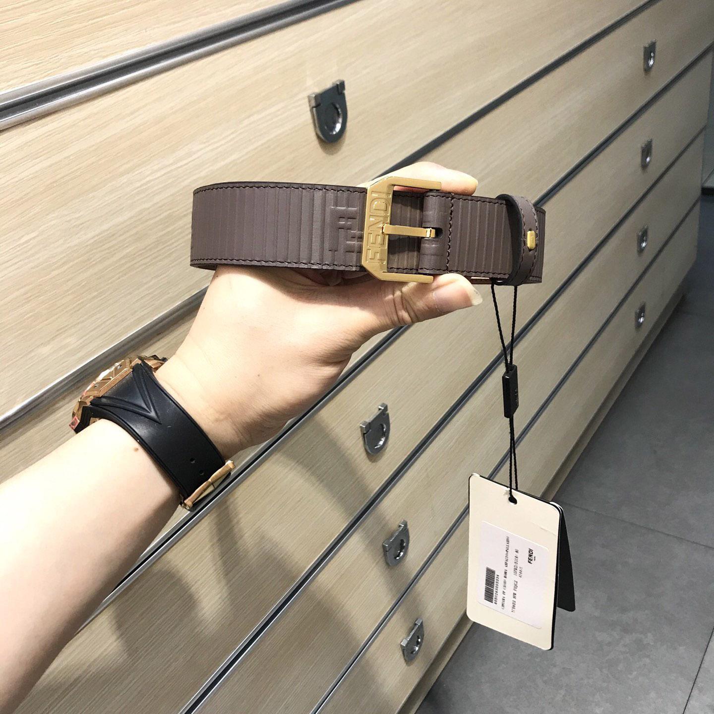 Fendi Brown Leather Belt - FashionPlug