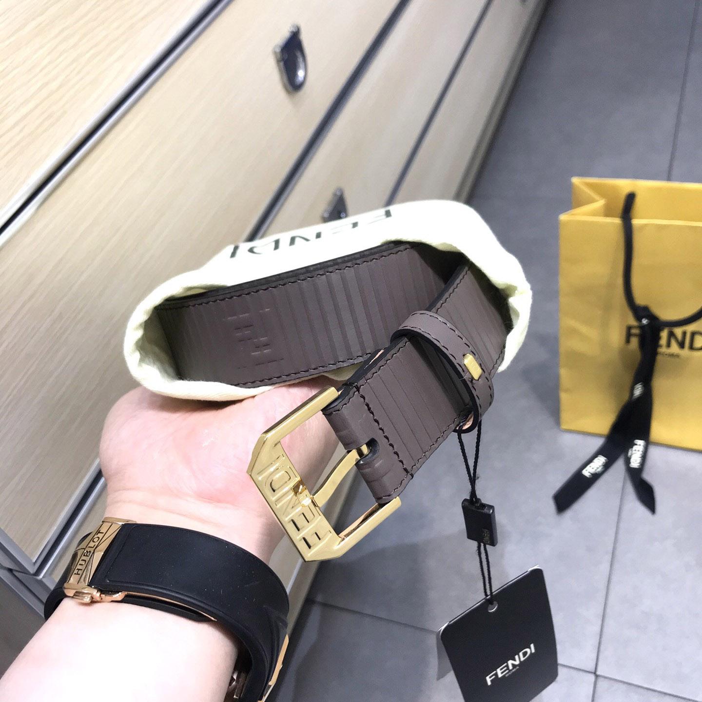 Fendi Brown Leather Belt - FashionPlug