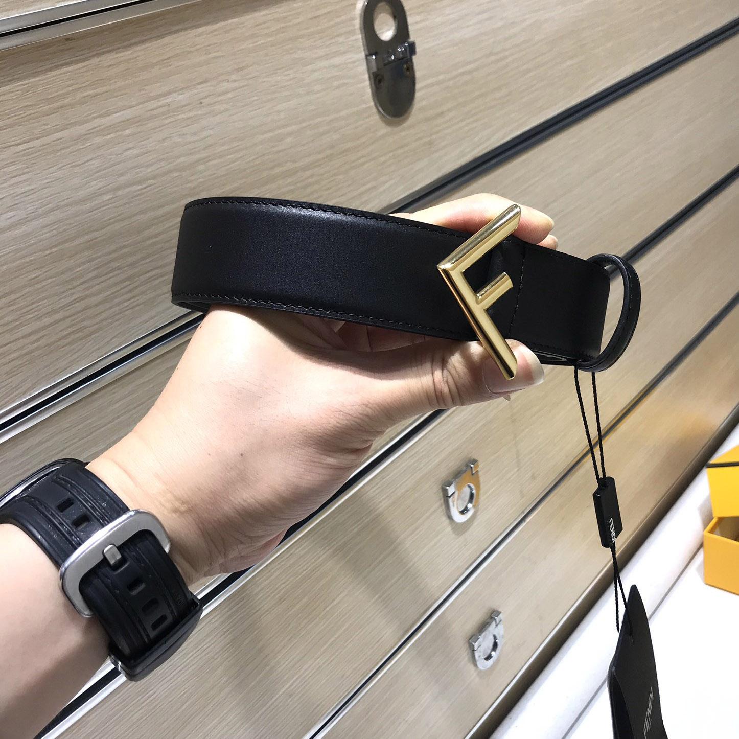 Fendi Black Leather Belt - FashionPlug