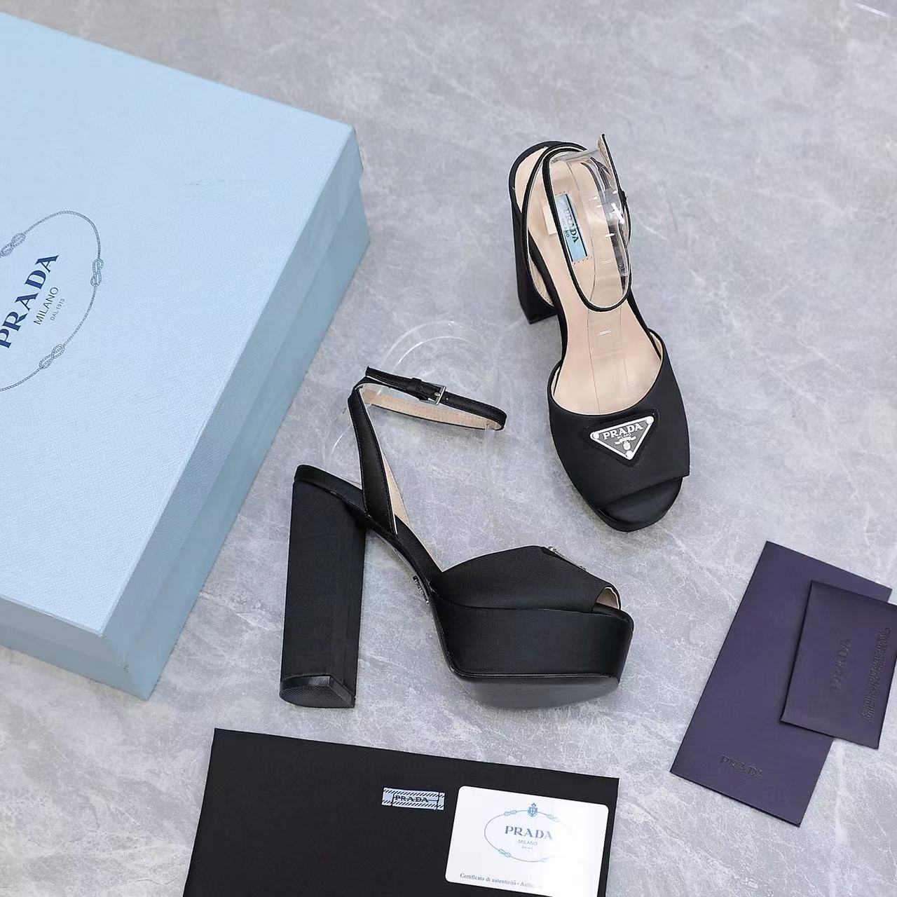 Prada High-Heeled Satin Sandals - FashionPlug