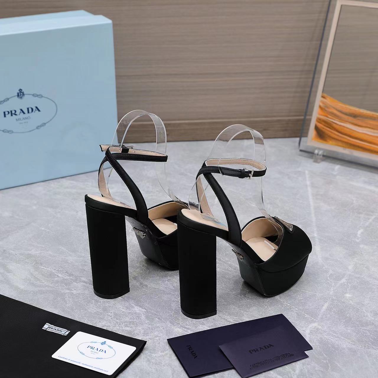 Prada High-Heeled Satin Sandals - FashionPlug