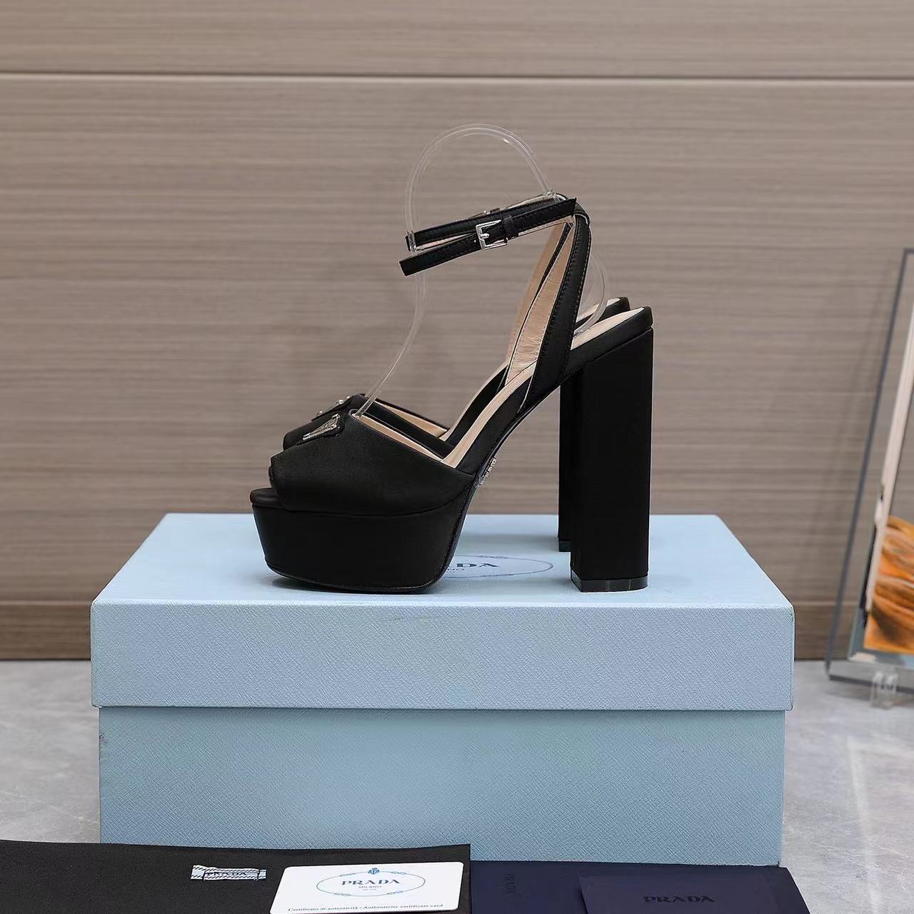 Prada High-Heeled Satin Sandals - FashionPlug