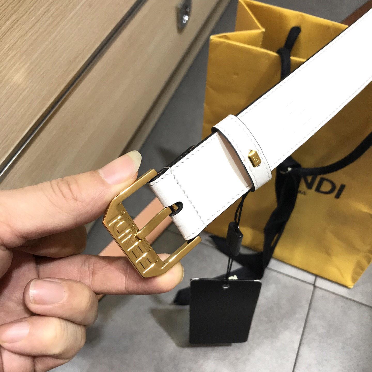 Fendi White Leather Belt - FashionPlug