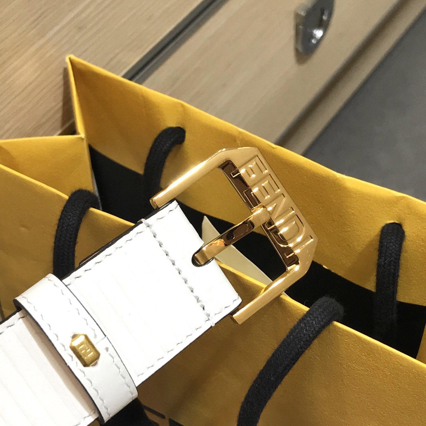 Fendi White Leather Belt - FashionPlug