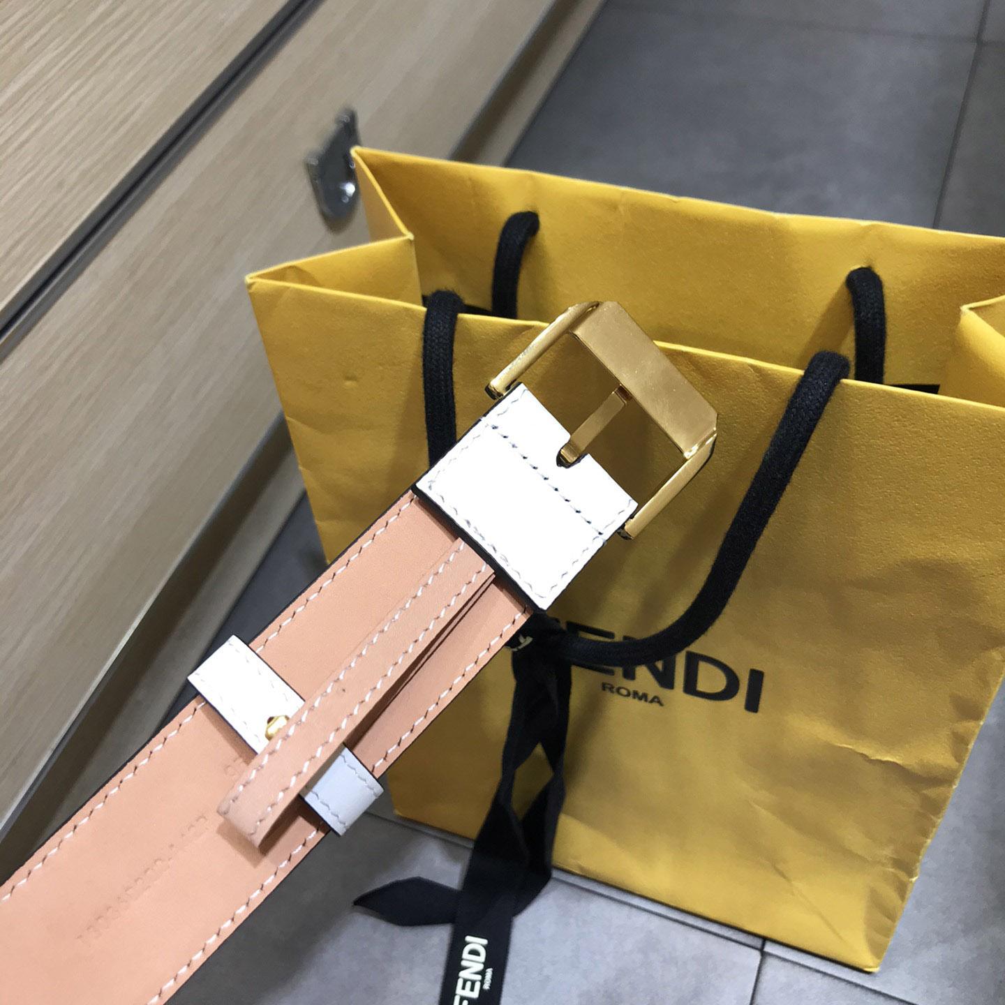 Fendi White Leather Belt - FashionPlug