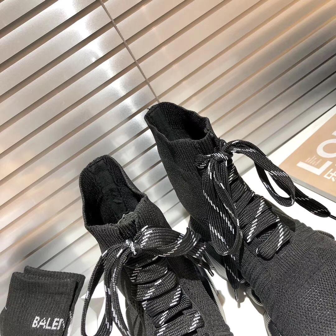 Balenciaga Speed 2.0 Lace-Up Sneaker In Black Recycled Knit - FashionPlug