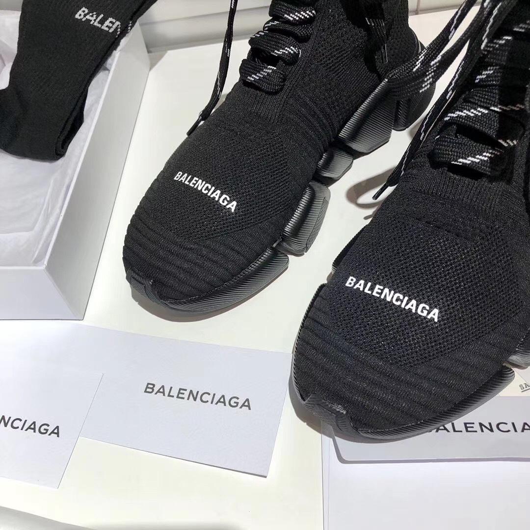 Balenciaga Speed 2.0 Lace-Up Sneaker In Black Recycled Knit - FashionPlug