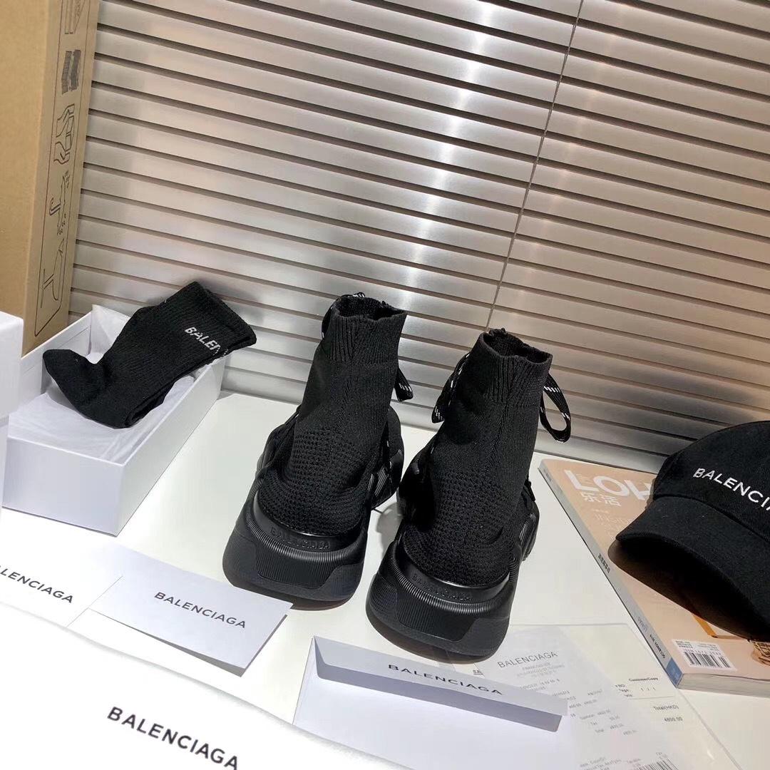 Balenciaga Speed 2.0 Lace-Up Sneaker In Black Recycled Knit - FashionPlug