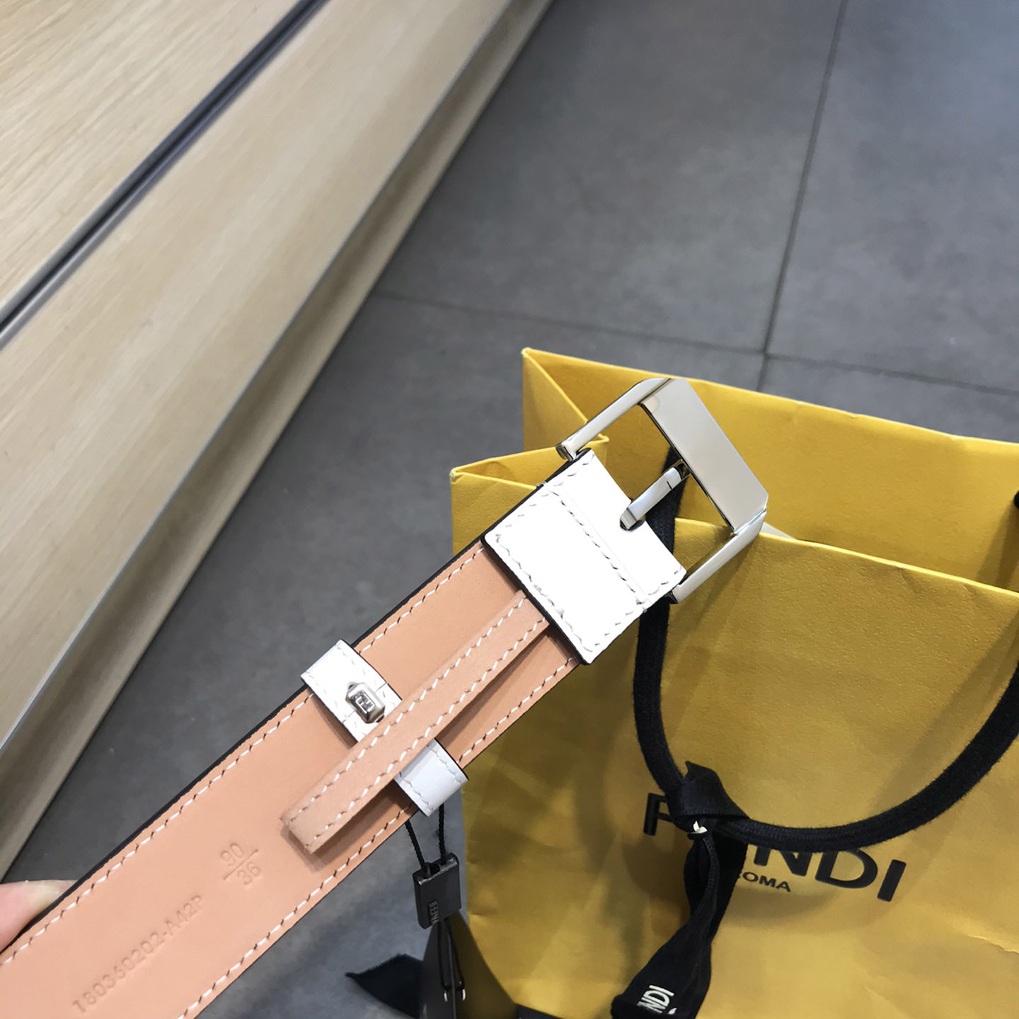 Fendi White Leather Belt - FashionPlug