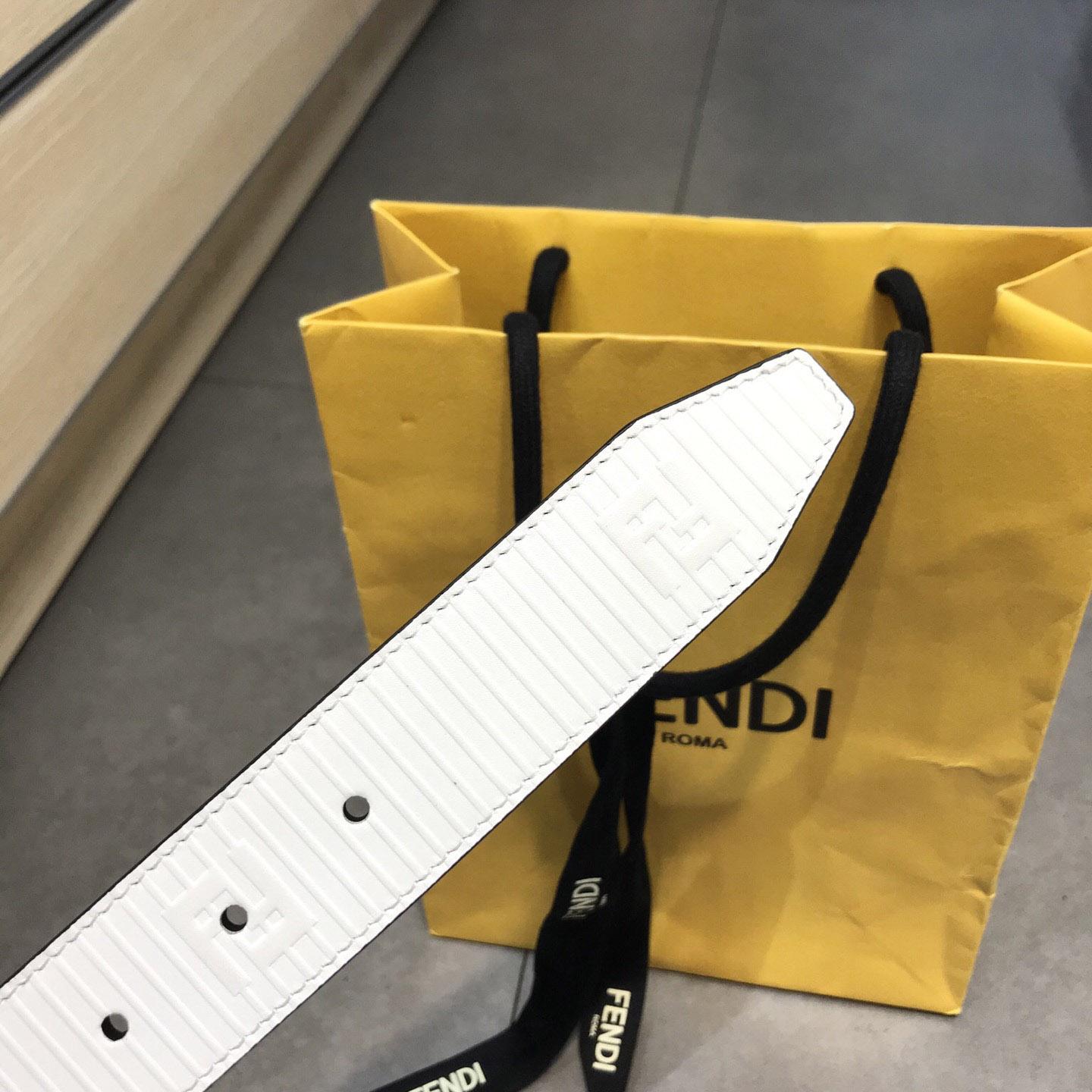 Fendi White Leather Belt - FashionPlug