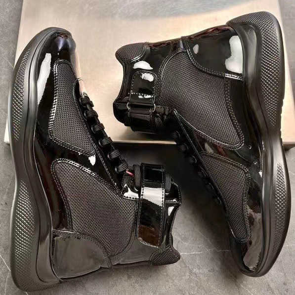 Prada America's Cup High 'Red Silver'Sneakers(upon uk size) - FashionPlug