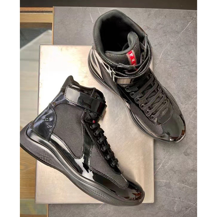 Prada America's Cup High 'Red Silver'Sneakers(upon uk size) - FashionPlug