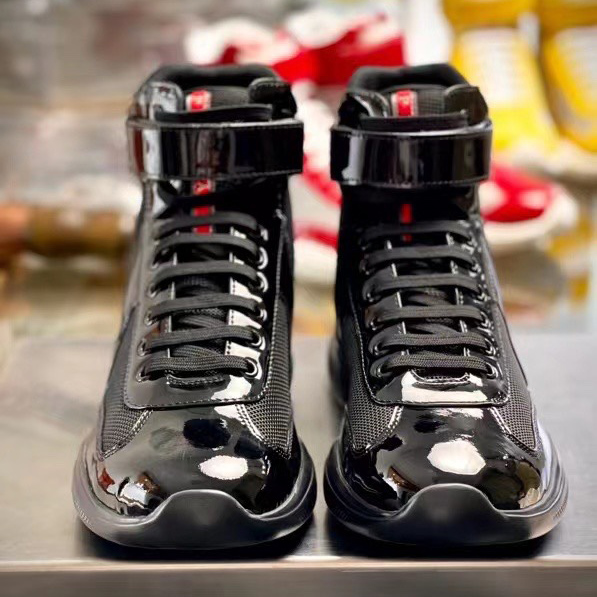 Prada America's Cup High 'Red Silver'Sneakers(upon uk size) - FashionPlug