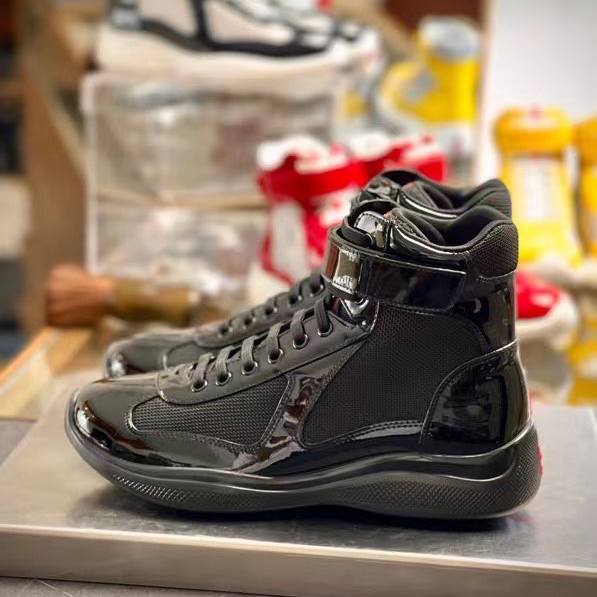Prada America's Cup High 'Red Silver'Sneakers(upon uk size) - FashionPlug