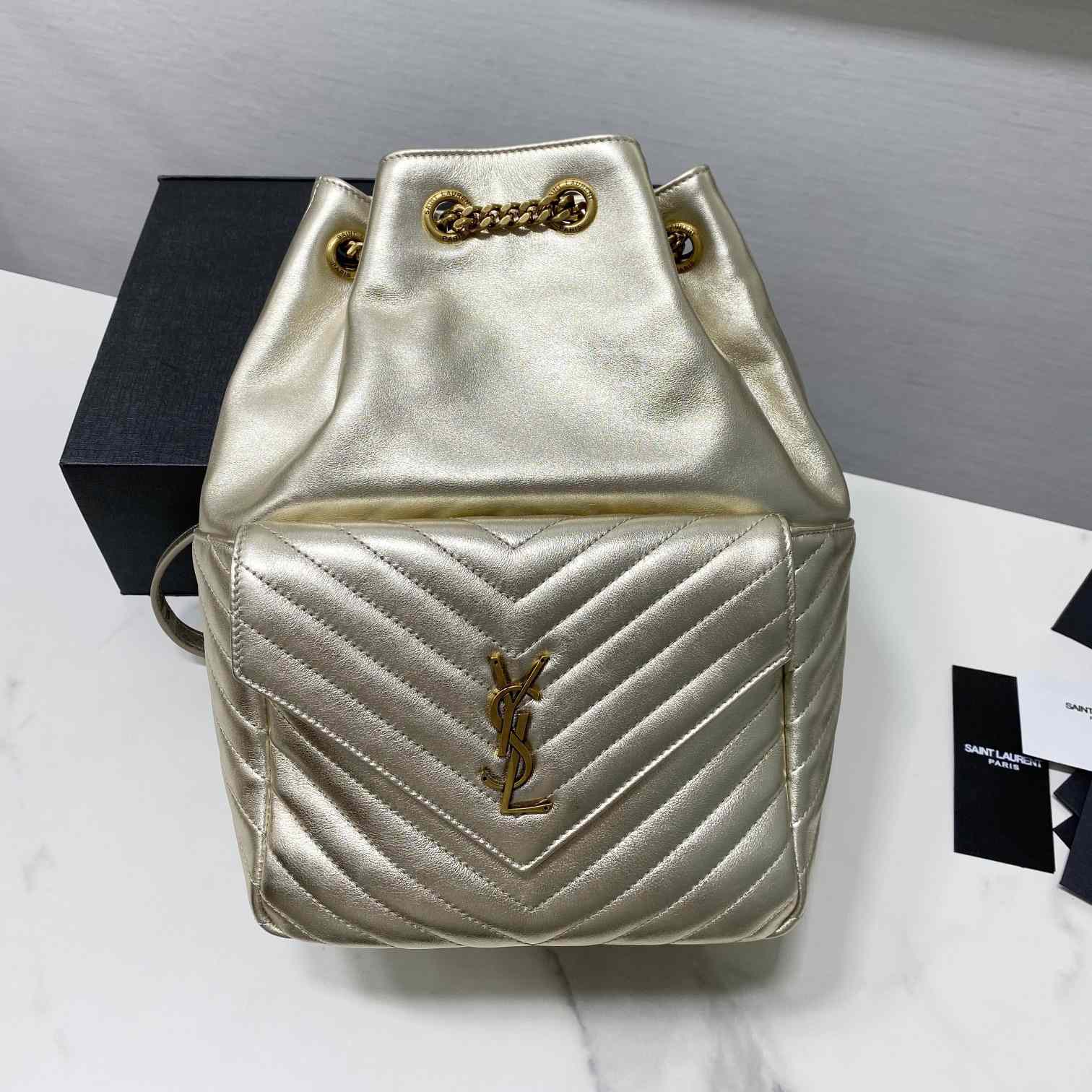 Saint Laurent Joe Drawstring Quilted Backpack(22-29-15cm) - FashionPlug