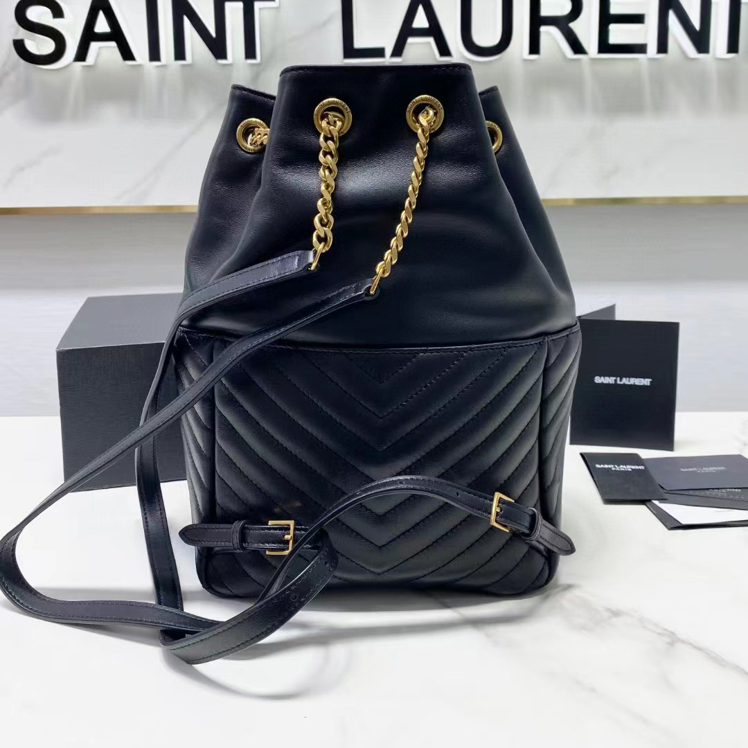 Saint Laurent Joe Drawstring Quilted Backpack(22-29-15cm) - FashionPlug