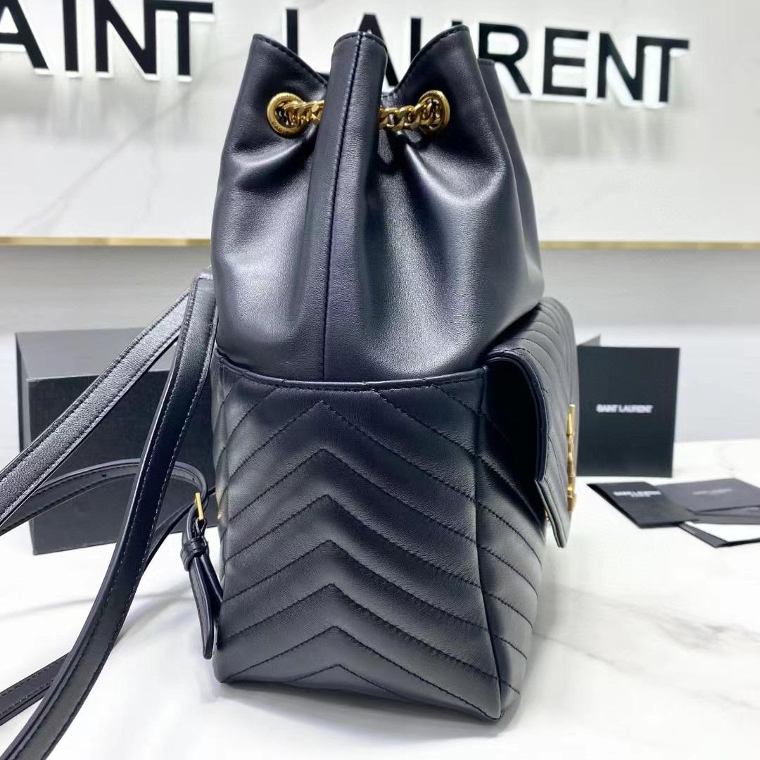 Saint Laurent Joe Drawstring Quilted Backpack(22-29-15cm) - FashionPlug