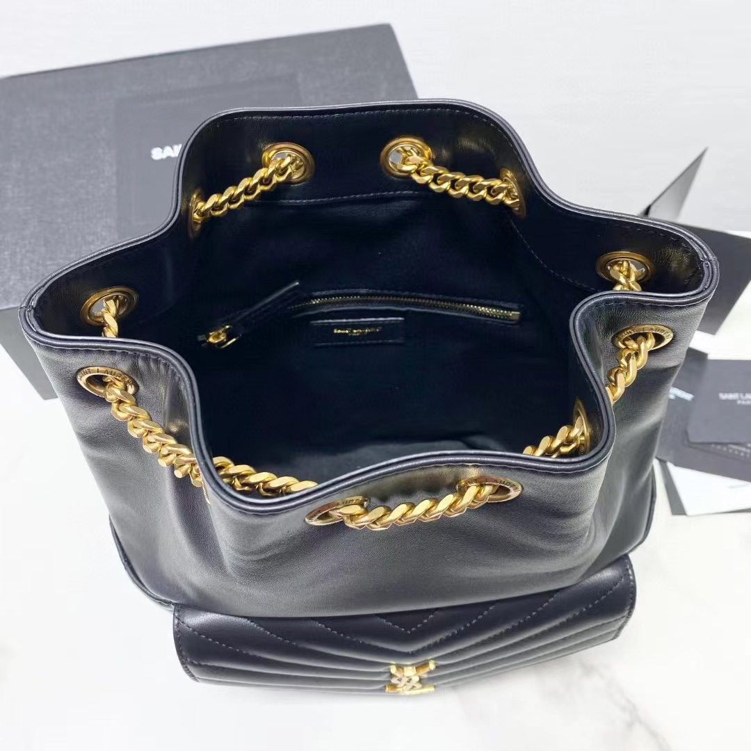 Saint Laurent Joe Drawstring Quilted Backpack(22-29-15cm) - FashionPlug