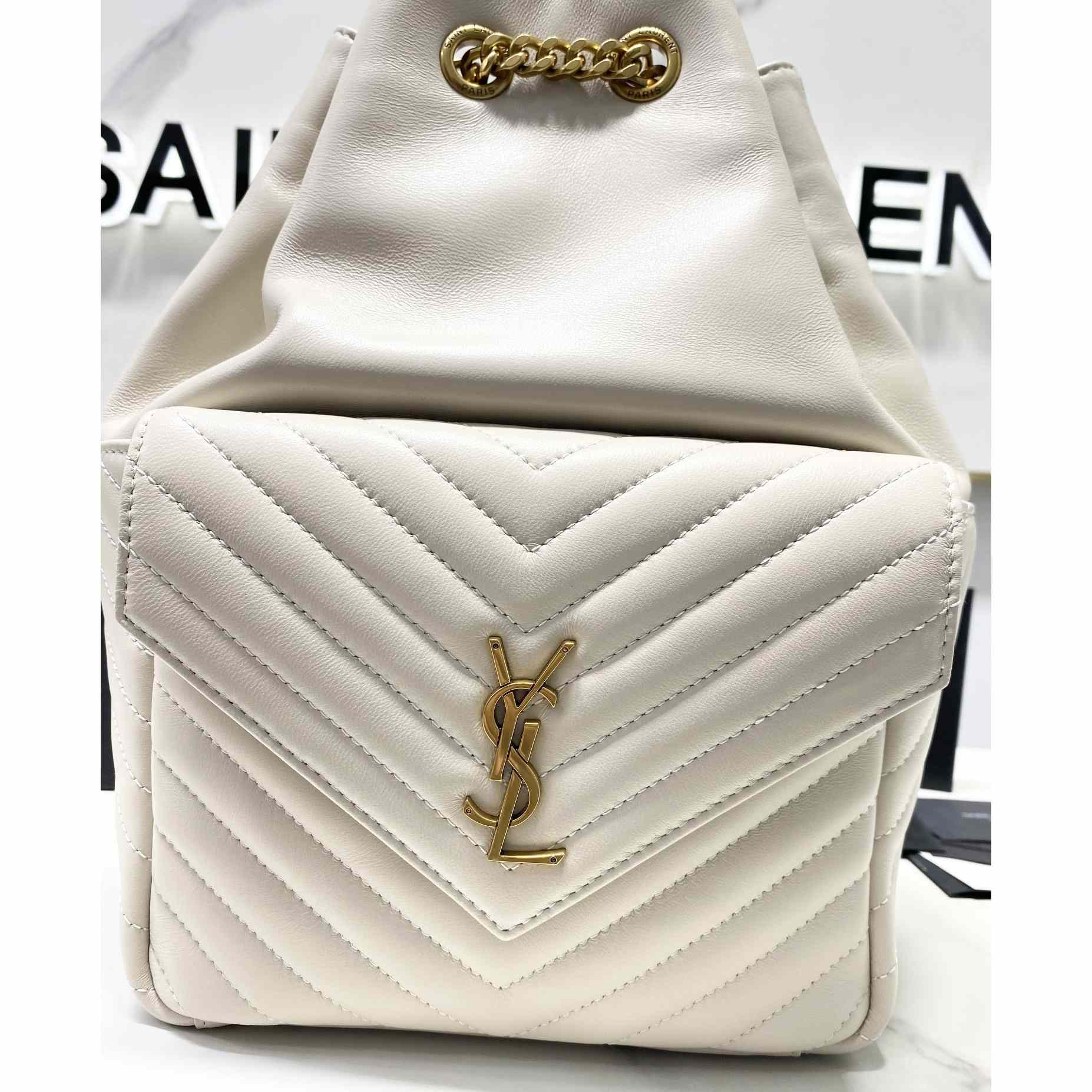 Saint Laurent Joe Drawstring Quilted Backpack(22-29-15cm) - FashionPlug