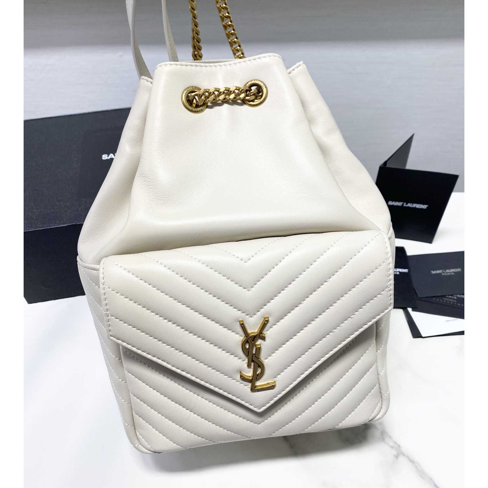 Saint Laurent Joe Drawstring Quilted Backpack(22-29-15cm) - FashionPlug