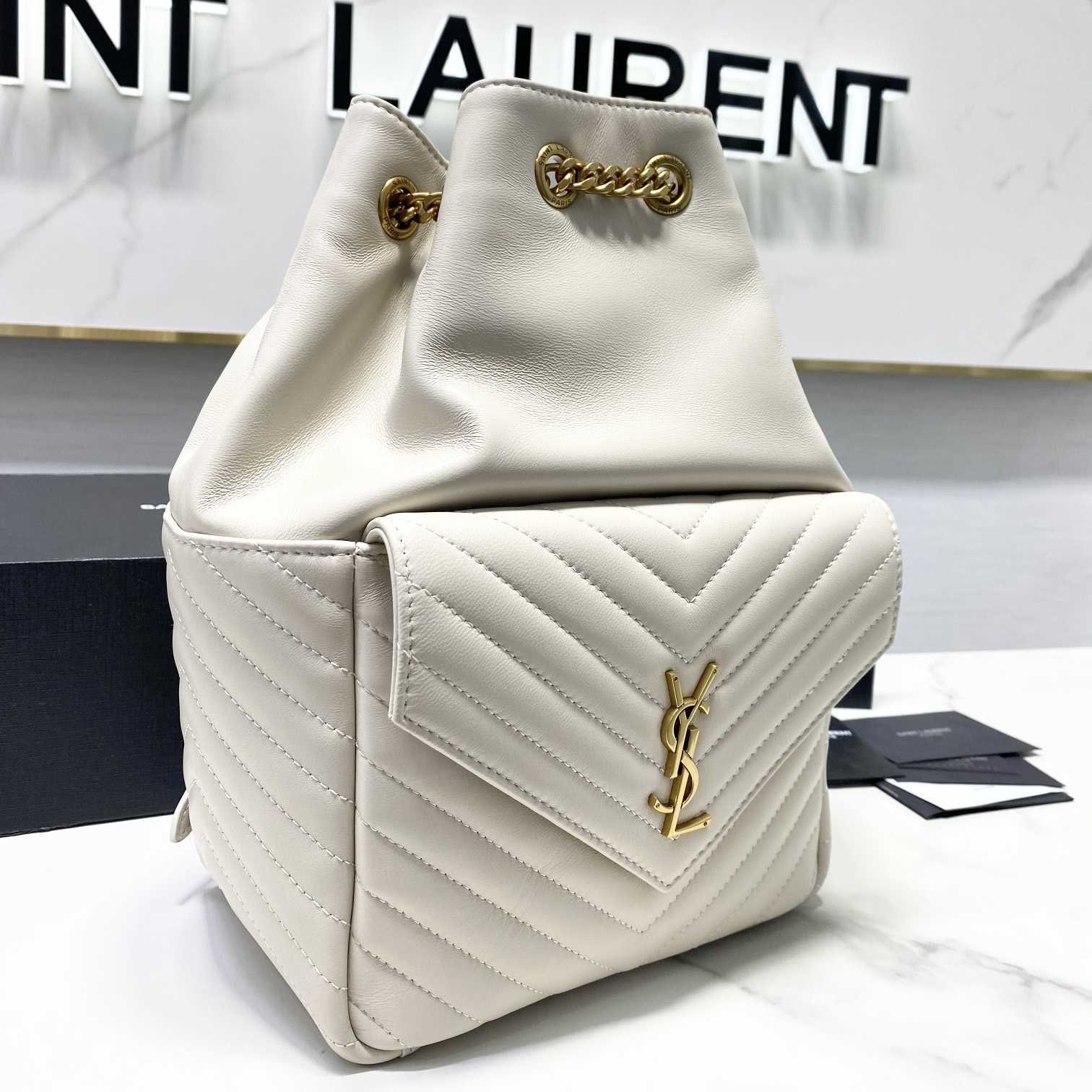 Saint Laurent Joe Drawstring Quilted Backpack(22-29-15cm) - FashionPlug