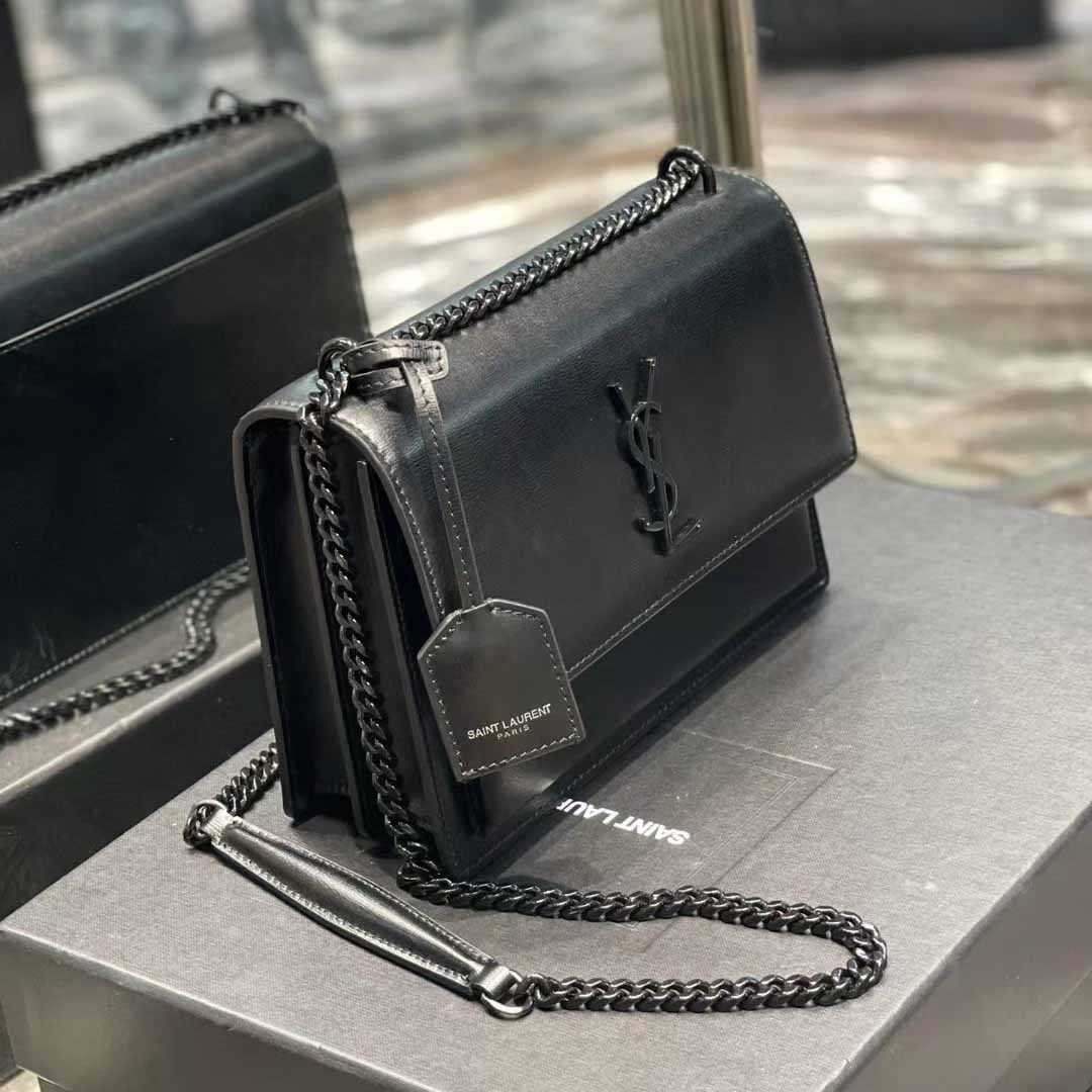 Saint Laurent Sunset Medium Chain Bag In Smooth Leather(22-8-16cm) - FashionPlug