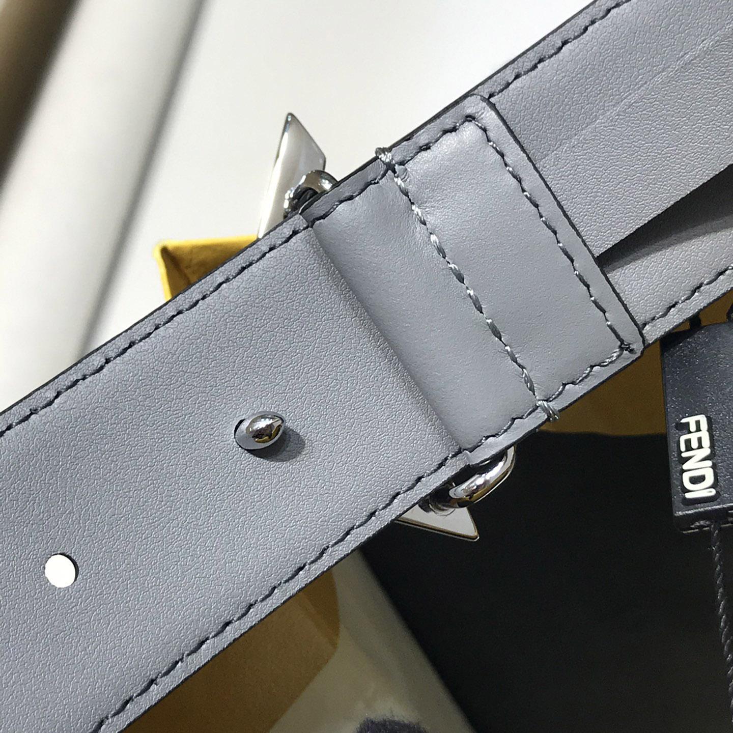 Fendi Pale Gray Leather Belt - FashionPlug