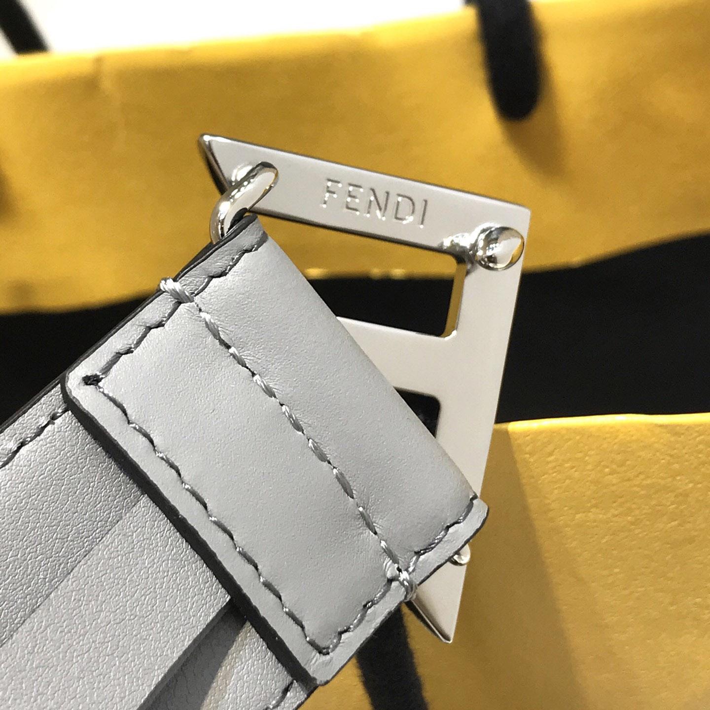 Fendi Pale Gray Leather Belt - FashionPlug