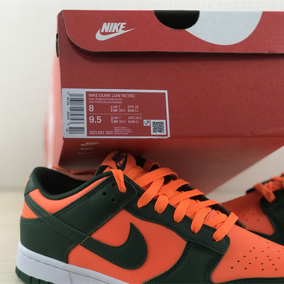 Nike Dunk Low “Miami Hurricanes” Sneaker   DD1391-300 - FashionPlug