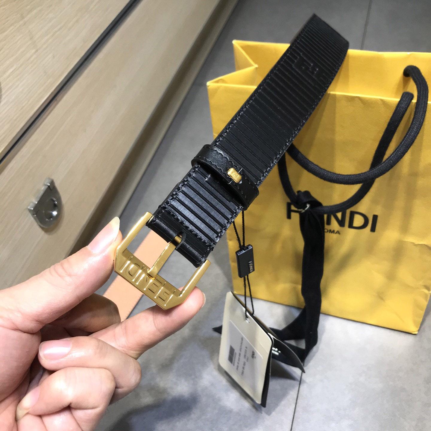 Fendi Black Leather Belt - FashionPlug