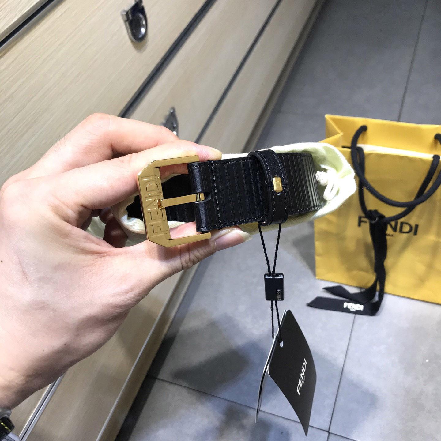 Fendi Black Leather Belt - FashionPlug